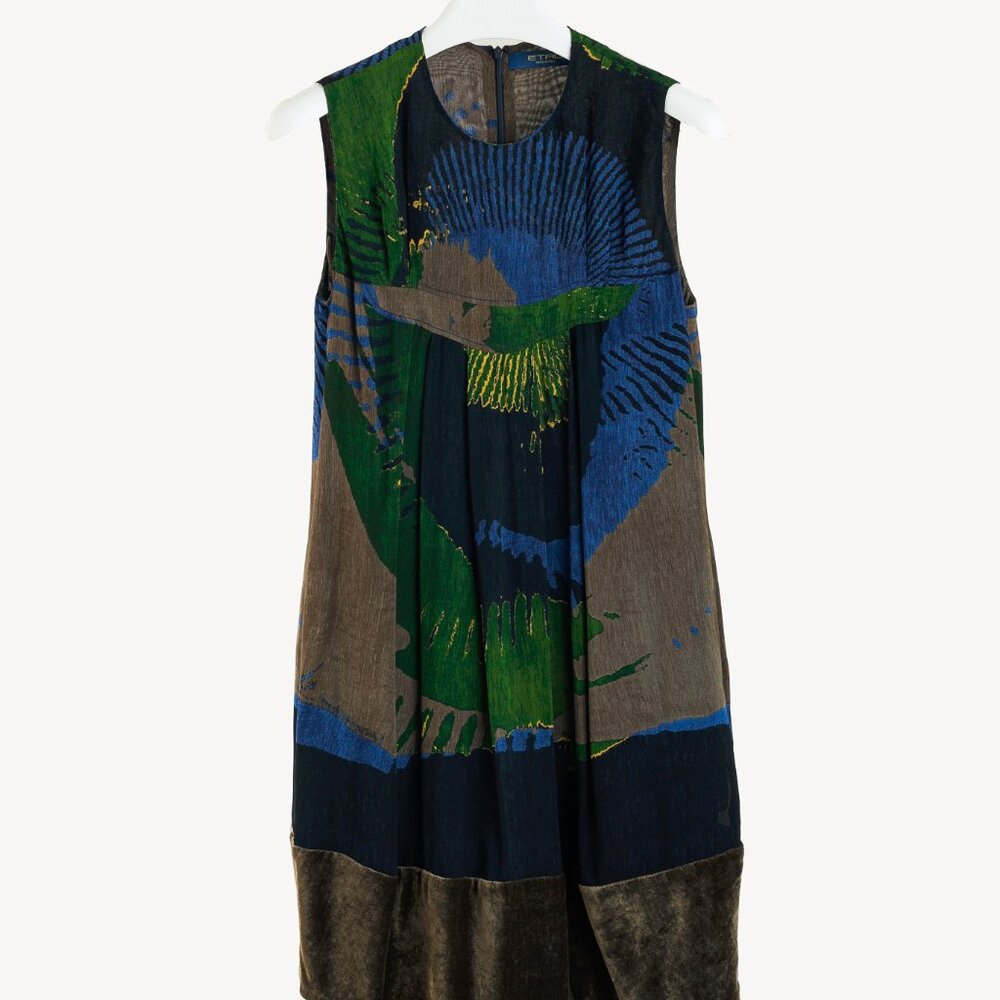 Etro Multicoloured Abstract-Print Silk-Blend Sleeveless Mini Dress